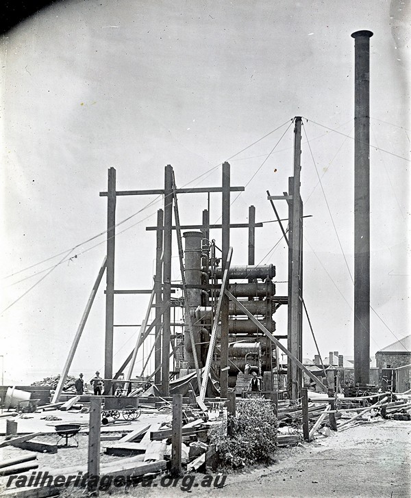 P12934
Condensing plant, Geraldton for water for the railway, commenced operating on 15.3.1904 
