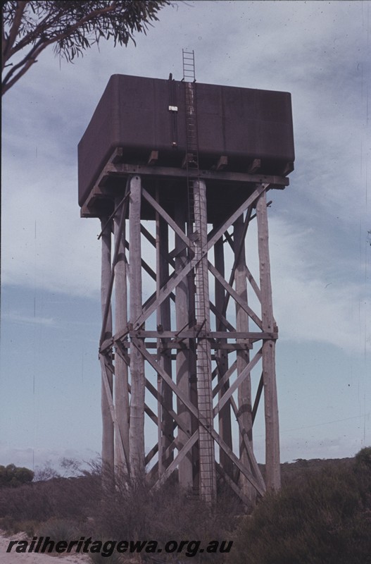 P12994
Water tower, Duggan, WLG line, view of the ladder side.
