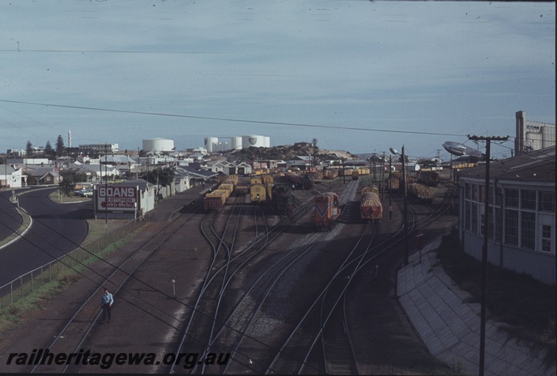 P13009
Roundhouse, yard, Bunbury, SWR line, elevated view from the footbridge looking west.
