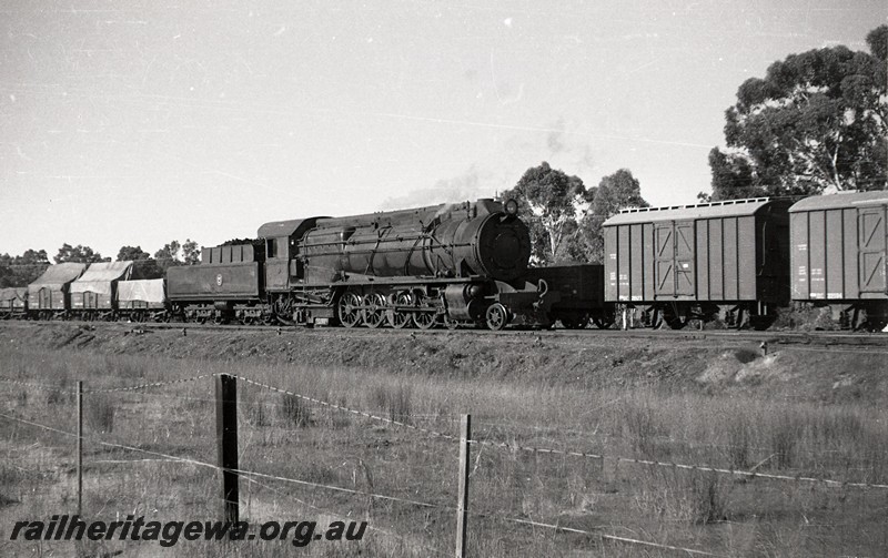 P13046
S class in fully lined out green livery including on the cab side and the tender, with the full length cowling, side and front view, near Midland.
