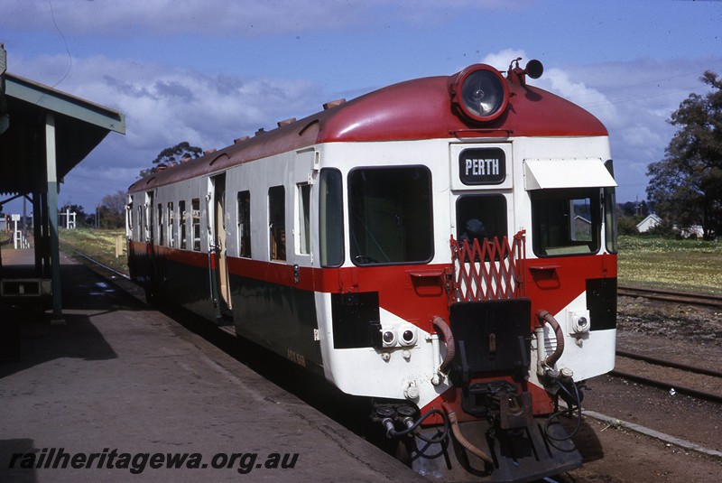 P13059
ADG class single railcar, Armadale station, SWR line, side and front view.
