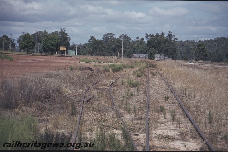 P13152
Siding, Jarrahwood, WN line, tracks overgrown with weed, view along the tracks
