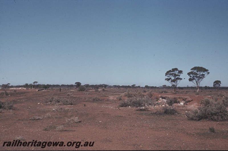 P13162
Loading bank, Kanowna, Kalgoorlie to Kanowna line abandoned and derelict, main platform in the background.
