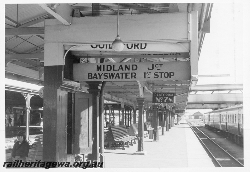 P13223
12 of 23 views of the destination boards on the platforms of Perth Station. These boards were removed on 4th and 5th of December, 1982. 