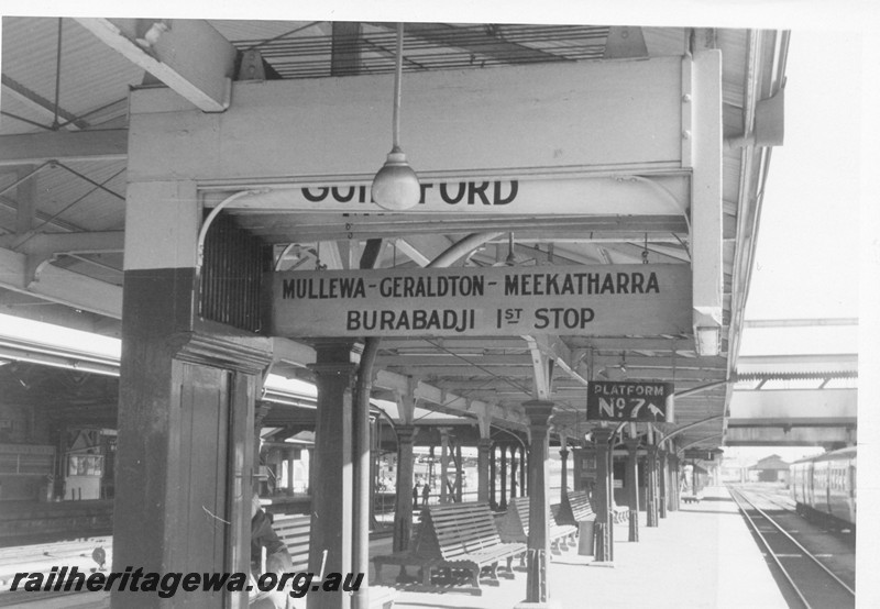 P13224
13 of 23 views of the destination boards on the platforms of Perth Station. These boards were removed on 4th and 5th of December, 1982. 