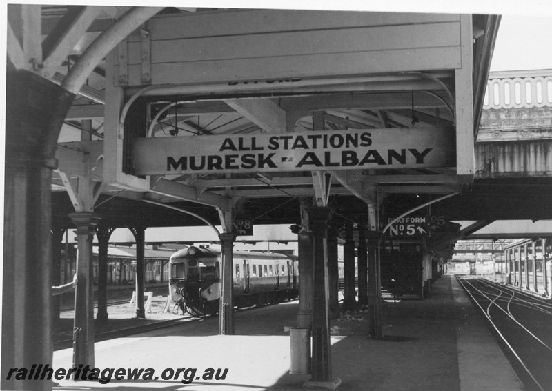 P13228
17 of 23 views of the destination boards on the platforms of Perth Station. These boards were removed on 4th and 5th of December, 1982. 