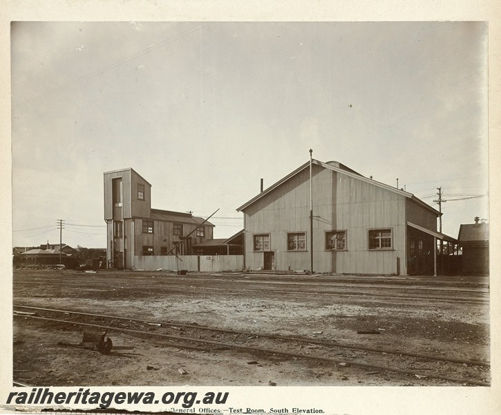 P13360
4 of 67 views taken from an album of photos of the Midland Workshops c1905. General Offices - Test Room, South Elevation.
