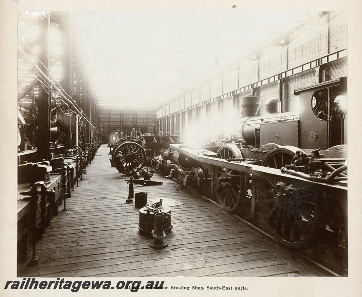 P13385
29 of 67 views taken from an album of photos of the Midland Workshops c1905. Block Three, - Interior Erecting Shop, South East Angle.
