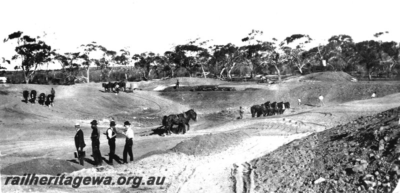 P13498
2 of 3 images of the construction of the railway dam at Canna, EM line
