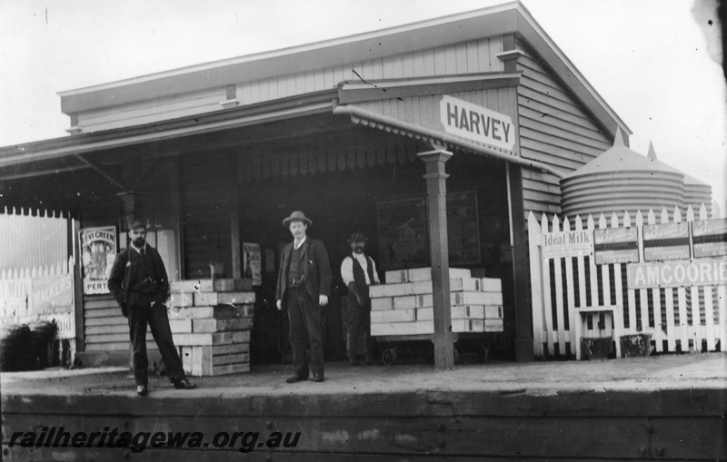 P13529
Station building, Harvey, SWR line, trackside view, original building.
