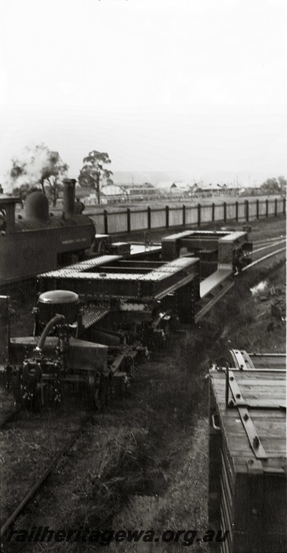 P13550
6 of 6 images of the construction of well wagon QX class 2300, at the Midland Workshops, the wagon was built under the direction of the photographer's father in law Jack Makin, elevated view of the completed wagon looking along its length
