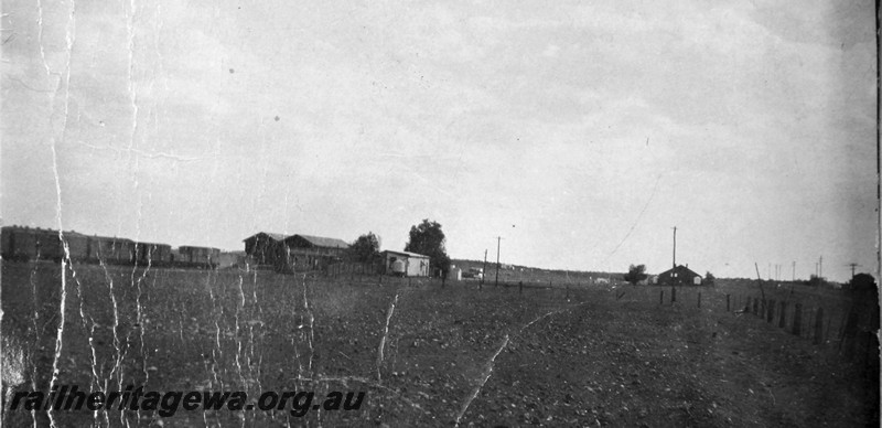 P13561
6 of 6 images of the station buildings and yard at Meekatharra, NR line, overall distant view of the station yard, shows the Station Master's house in the right hand background
