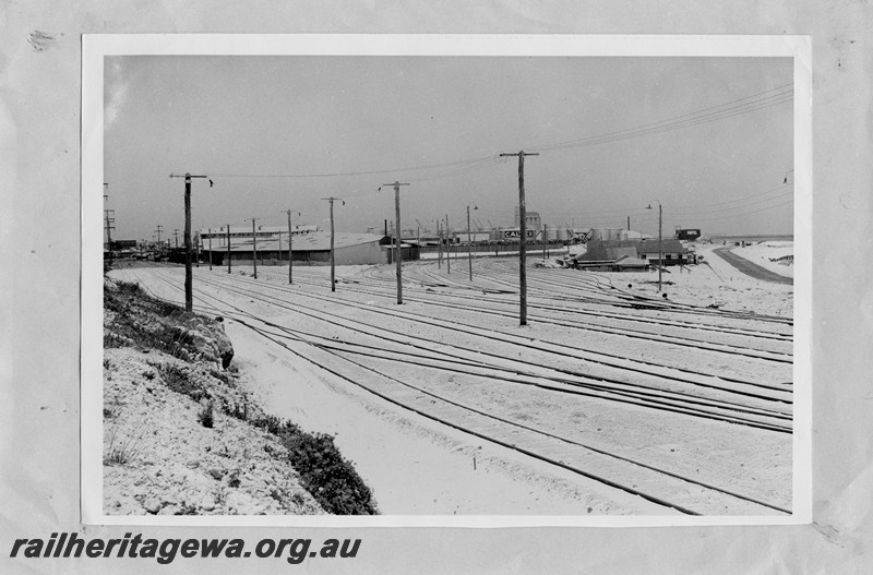 P13655
Marshalling yard, Leighton, devoid of wagons, all but the rails covered with sand, view looking south
