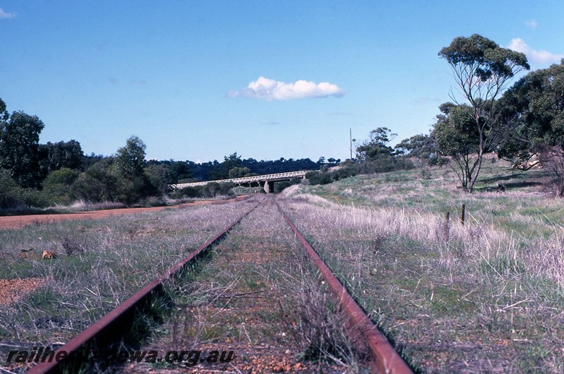 P13678
 Track, Clackline, ER line, view along the right of way, road bridge in the background.
