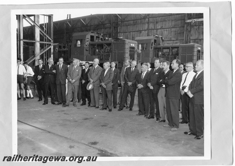 P13710
B class locos under construction behind a group of dignitaries, maybe the handover of the first of the class
