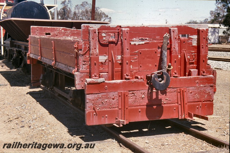 P13800
H class 2499 ballast plough, Narrogin, GSR line, side and end view, on display.
