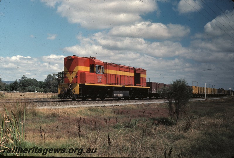 P13817
RA class 1910 in the international safety livery, Hazelmere, goods train, front and side view.
