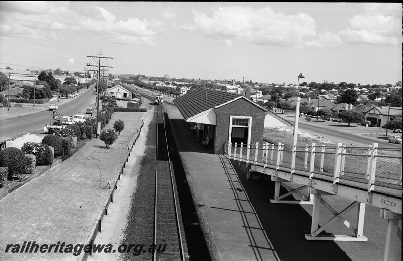 P13912
Station buildings, Meltham, view from footbridge looking west K. W. Thomas (later 