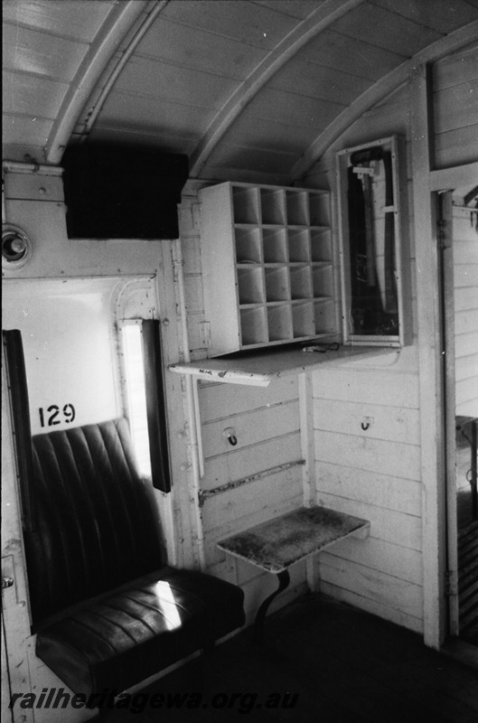 P14009
4 of 4 internal views of Z class 129 brakevan showing the guard's lookout and pigeon holes
