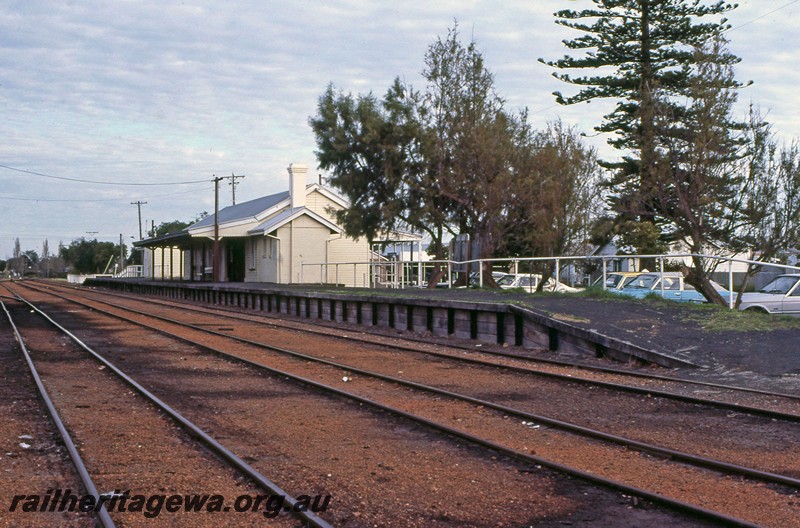 P14088
Station building and yard, Busselton BB line, view along the yard.

