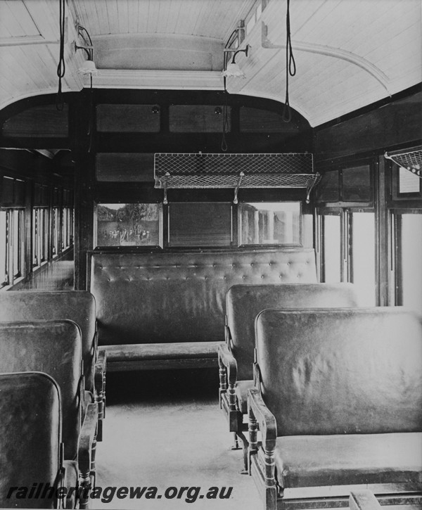 P14143
Commonwealth Railways (CR) sleeping carriage, internal view of a first class two berth compartment.c1920
