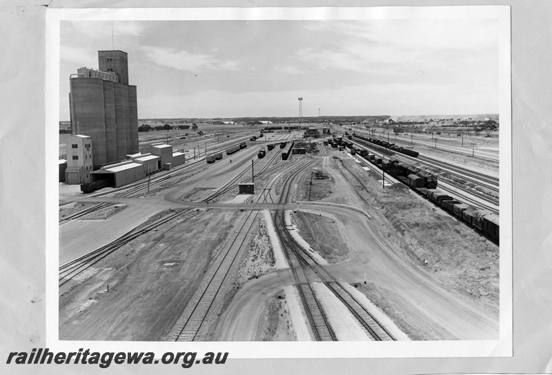 P14192
Marshalling Yard, West Merredin, elevated view looking east.
