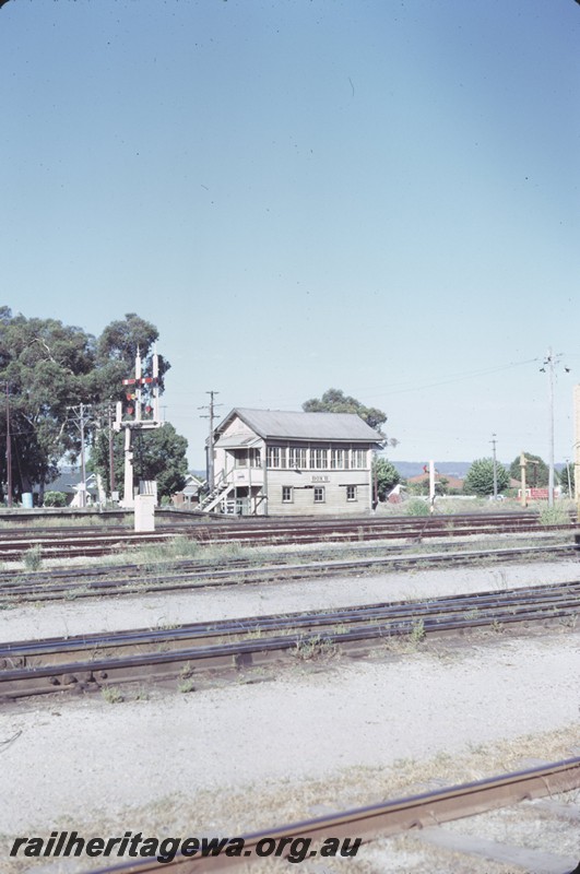 P14266
3 of 3, Signal box, 'B' box, end and side view, signals, water column, Midland, ER line.
