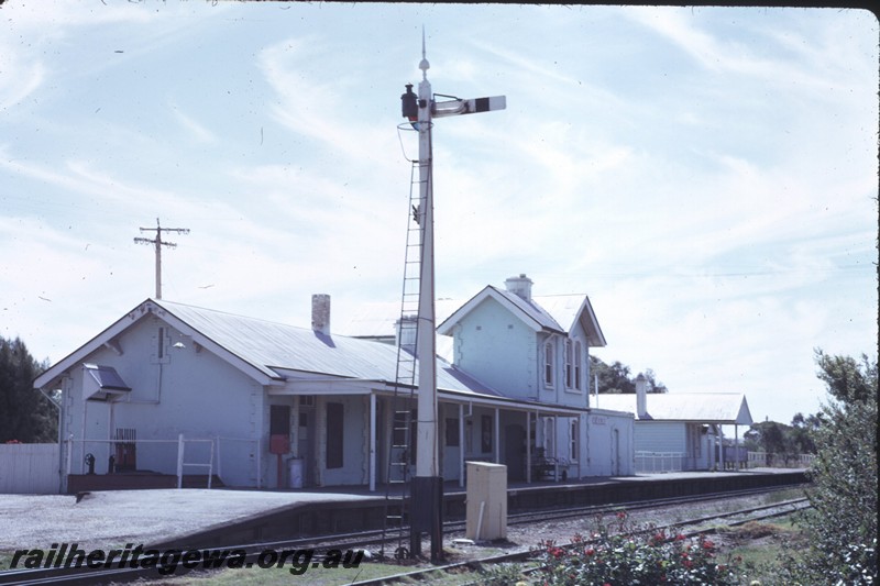 P14283
Station buildings, end and front view, lever frame, semaphore signal, passenger platform, Beverley, GSR line.
