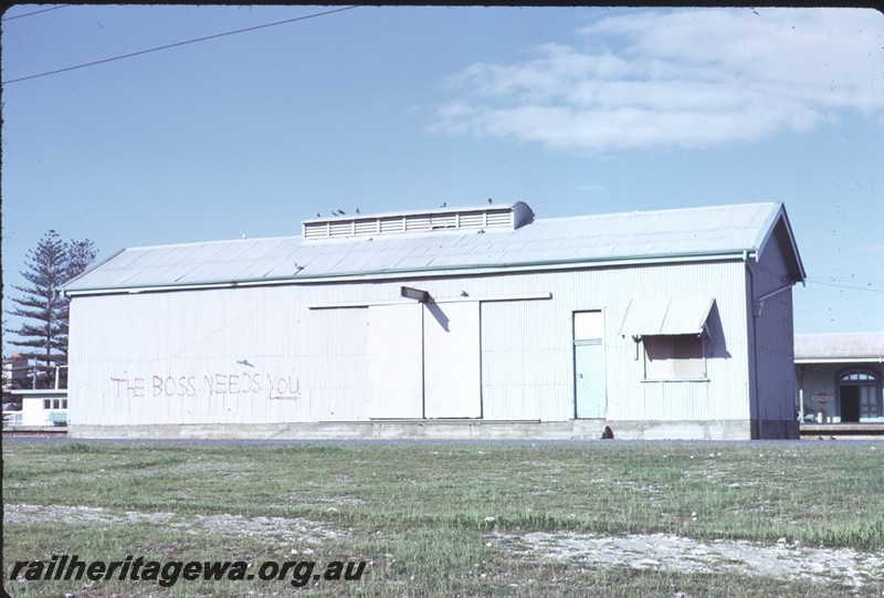 P14406
Goods shed, Cottesloe, side view of the rear of the shed
