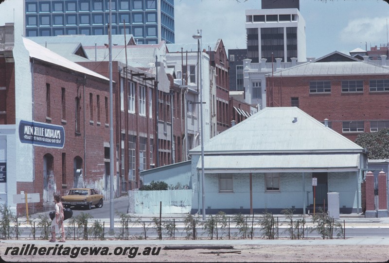 P14422
Small house type building for the Chief civil Engineer, Wellington Street, Perth, front view. 
