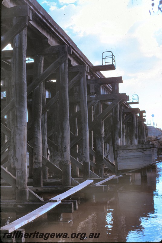 P14434
Trestle bridge, Guildford, view along the side of the bridge from the river bank, upstream side
