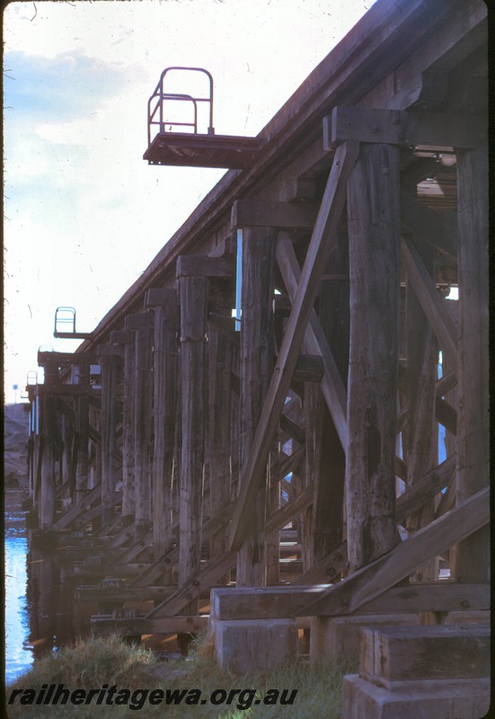 P14435
Trestle bridge, Guildford, view along the side of the bridge from the river bank, downstream side.
