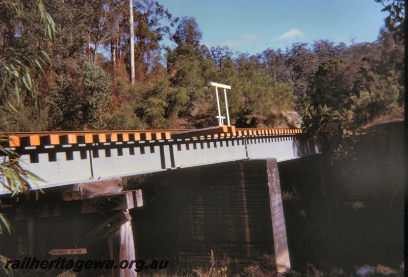 P14447
Steel girder bridge on concrete pylon and trestle, view along the bridge showing the simplified refuge.
