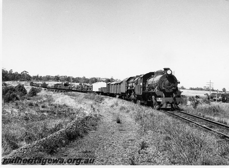 P14645
W class 936 double heading with a V class, location Unknown, goods train.
