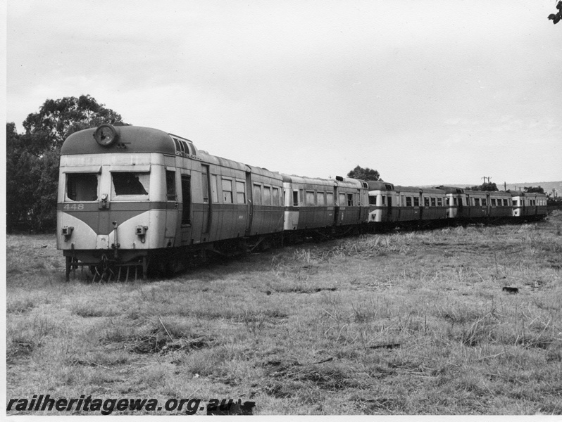 P14667
ADE class448 and four other ADE classes, stowed, Midland front and side views
