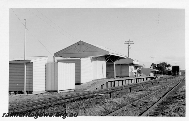 P14781
4 of 6 images of the station precinct and buildings at Elleker, c1970, view along the platform showing the buildings on the platform, opposite view to P14778
