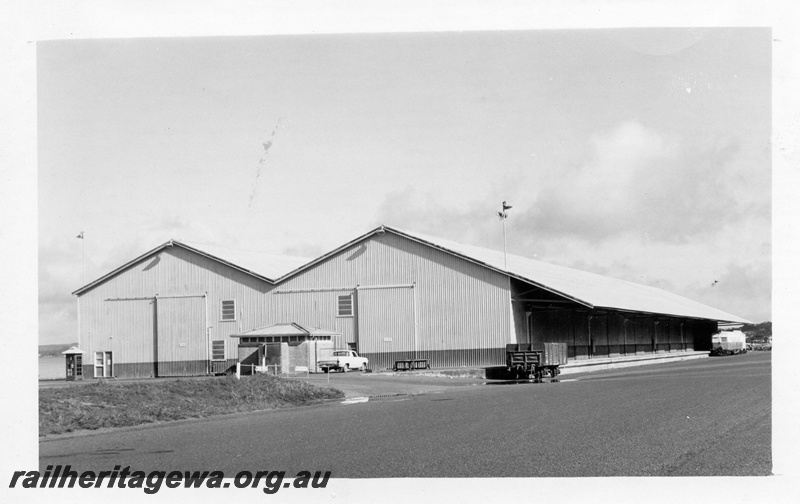 P14784
1 of 4 images of the railway infrastructure at the wharf at Albany, GMD class open wagon and ADE class 447 on the track servicing the transit shed
