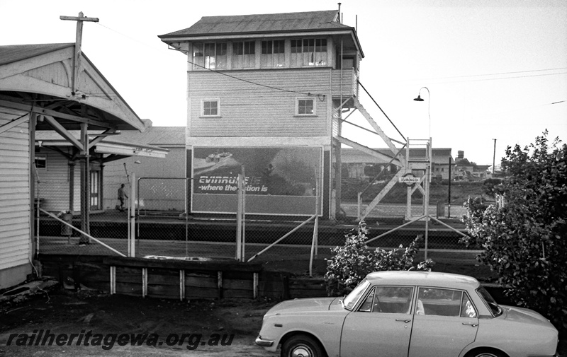 P14814
11 of 21 images of the railway precinct and station buildings at Subiaco, c1969,, signal box, front view
