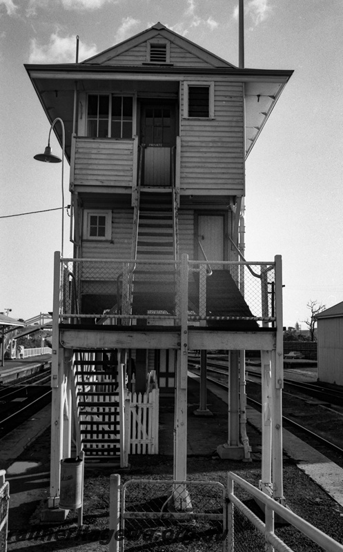 P14817
14 of 21 images of the railway precinct and station buildings at Subiaco, c1969, signal box, step end view
