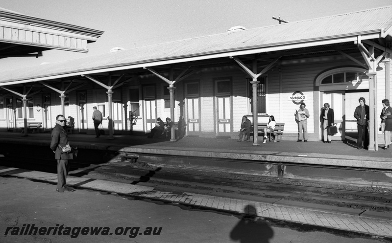 P14818
15 of 21 images of the railway precinct and station buildings at Subiaco, c1969, main platform taken fro the island platform
