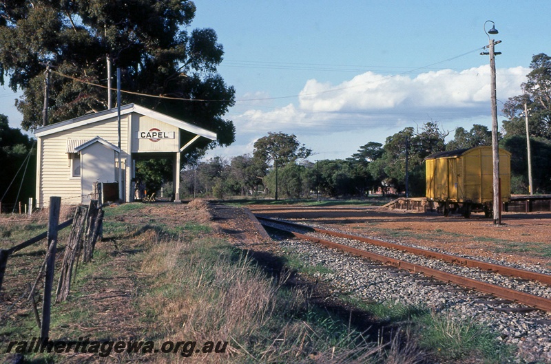 P14908
Station building and, passenger platform, loading bank, side view, Capel, SWR line.
