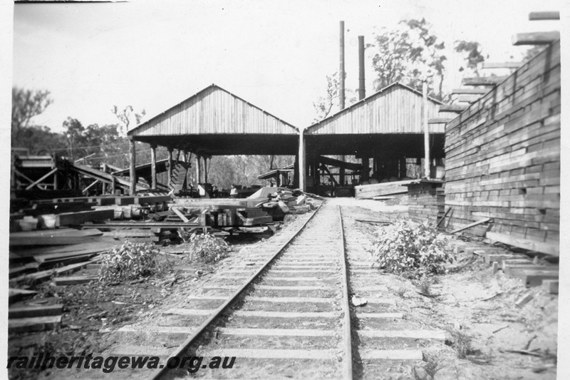 P14929
East end view of the mill at Nyamup with railway track leading into the mill
