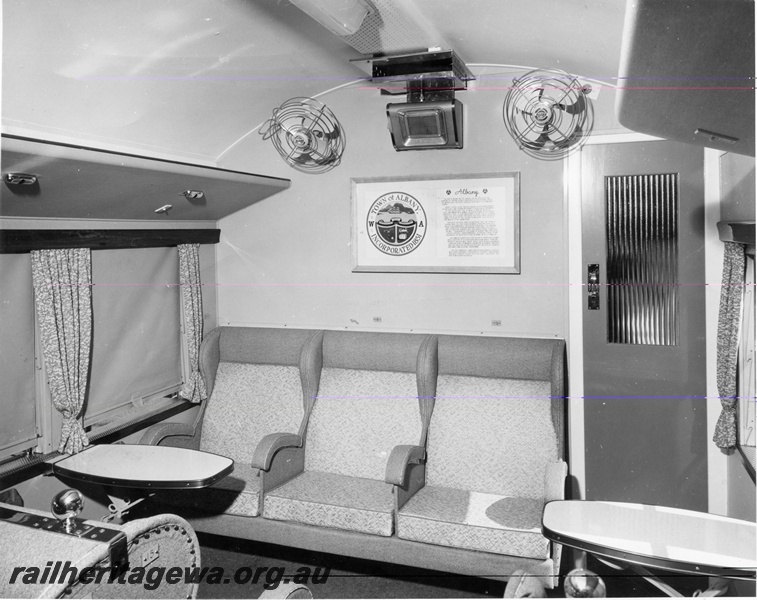 P14983
AQL class buffet car on Albany Progress. Note Albany coat of arms and short history information.
