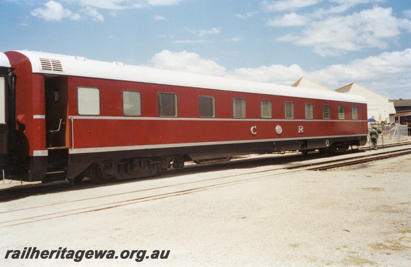 P15006
Commonwealth Railways (CR) ARE class 107 carriage in RHWA ownership, Midland, side view
