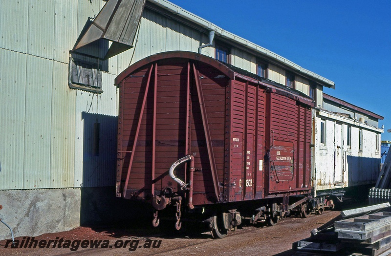 P15100
Ex MRWA D class 4 wheel half louvered van utilised for use in the Geraldton district.
