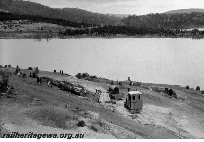 P15117
The remains of Roebourne's two locomotives lie derelict at Harvey Weir in November 1932.
