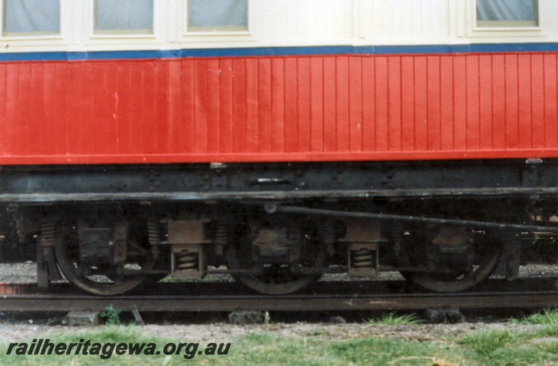 P15140
Six wheel bogie under AS class 376 carriage at the Bellarine Peninsular Railway, Victoria
