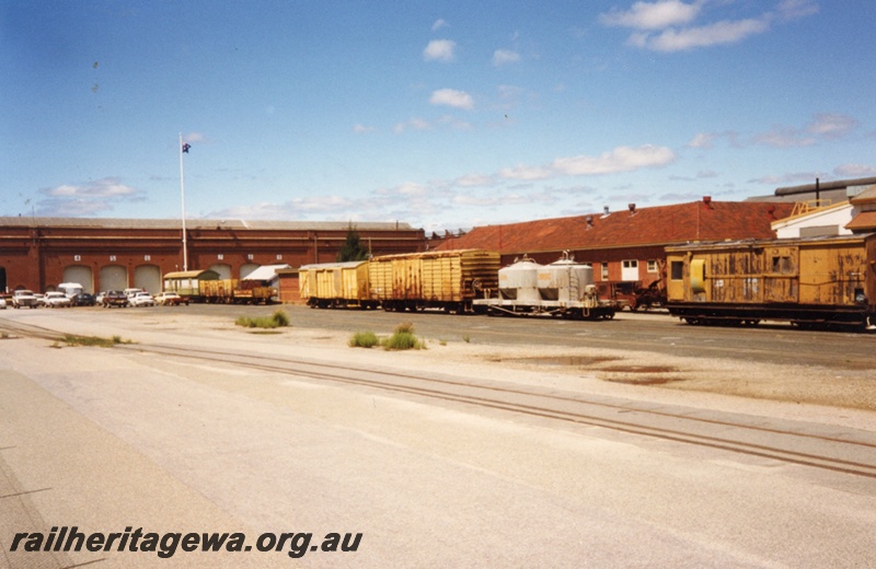 P15241
Various ARHS rolling stock, track, flagpole, buildings, Midland Workshops
