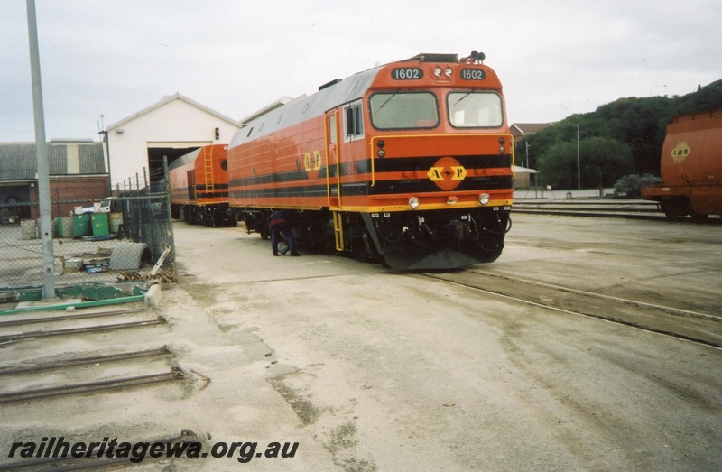 P15313
ARG diesel No 1605, in shed, ARG diesel No 1602, closest to camera, Albany, GSR line, side and front view
