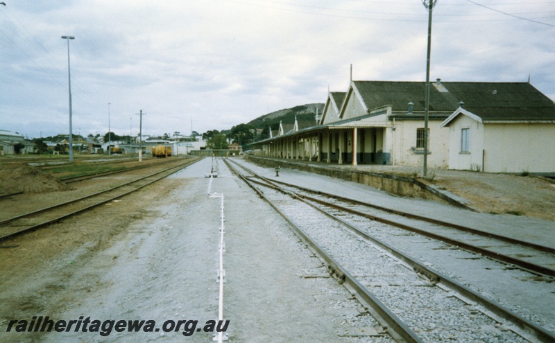 P15362
A view of Albany Station building and yard, taken looking west. The track in the foreground has been recently re-ballasted. GSR line.
